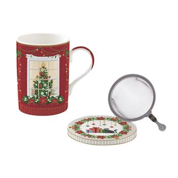Hrnek porcelánový se sítkem a víčkem FESTIVE AVENUE 350ml