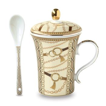 Hrnek porcelánový se lžičkou LUXURY CHAIN 300ml