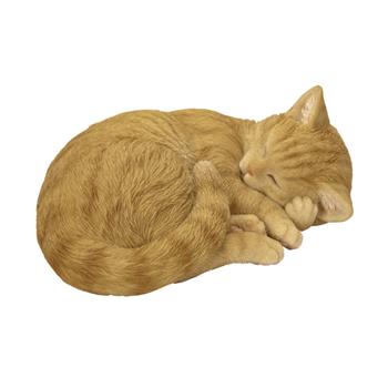 Kočka spící polyresinová razavá 20cm