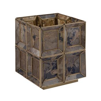 Stolní lampa hranatá LAYRA antik mosazná 30x24cm