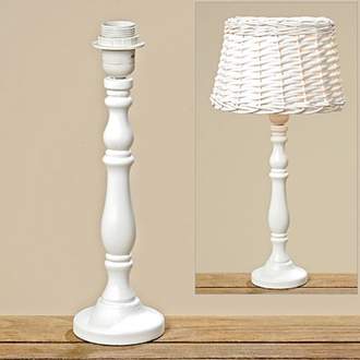 Lampa s dřevěným podstavcem 35cm bílá