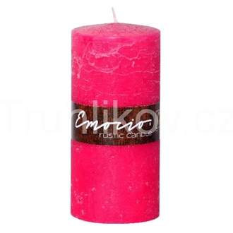 Válcová svíčka 15cm RUSTIC tmavě růžová