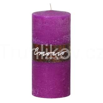 Válcová svíčka 15cm RUSTIC tmavě fialová