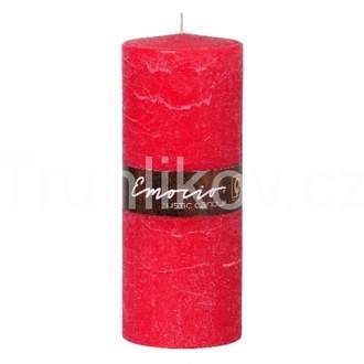 Válcová svíčka 20cm RUSTIC červená