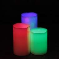 Svíčka LED měnící barvu na dálkové ovládání 3ks