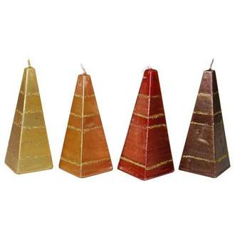 Svíčka pyramida metalická zlatý proužek mix barev
