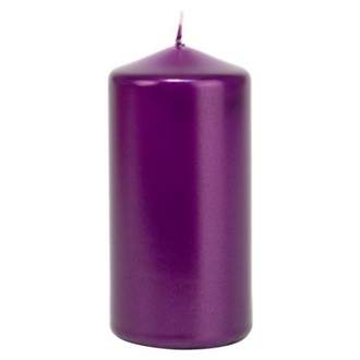 Válcová svíčka metalická 12cm tmavě fialová