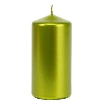 Válcová svíčka metalická 12cm olivová