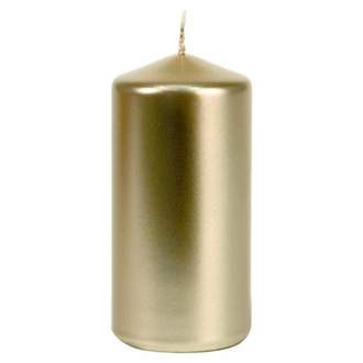 Válcová svíčka metalická béžovošedá 12cm