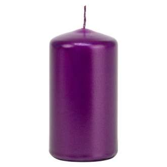 Válcová svíčka metalická tmavě fialová