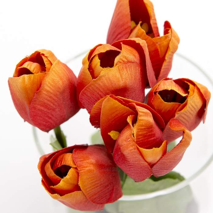 Levně Tulipán s cibulí umělý oranžový 6ks