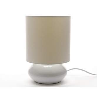 Lampa stolní kulatá porcelánová se stínítkem 15cm béžová