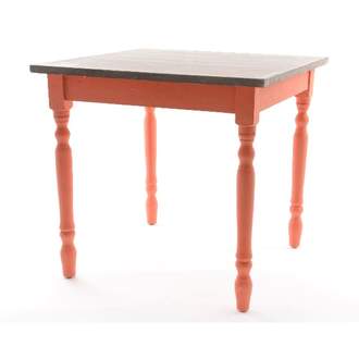 Stůl hranatý zdobné nohy dřevěný 75cm oranžový