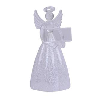 Svícen na čajovku skleněný anděl 15cm