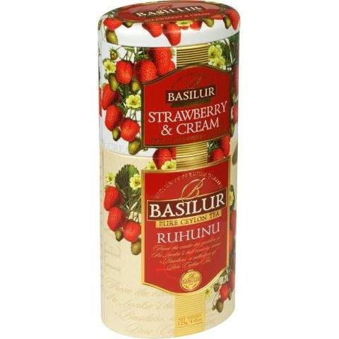 Levně Čaj Basilur 2 v 1 Strawberry & Ruhunu sypaný v dóze 50+75g