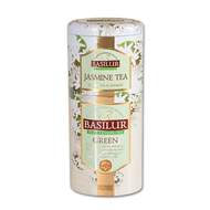 Čaj Basilur 2 v 1 Jasmine & Green sypaný v dóze 50+75g