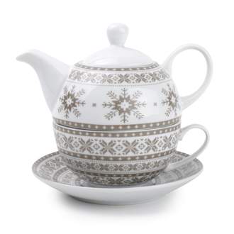 Šálek a čajová konvice porcelán mix YONG šedý norský vzor