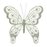 Motýl na klipu organza s glitry 20cm zelená