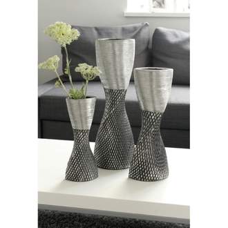 Váza keramická kroucená CHARLESTON 53cm stříbrná