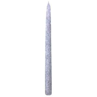 Svíčka kónická drápaná perleťová stříbrná 23cm