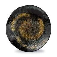 Talíř kulatý skleněný YONG černozlatý 40cm