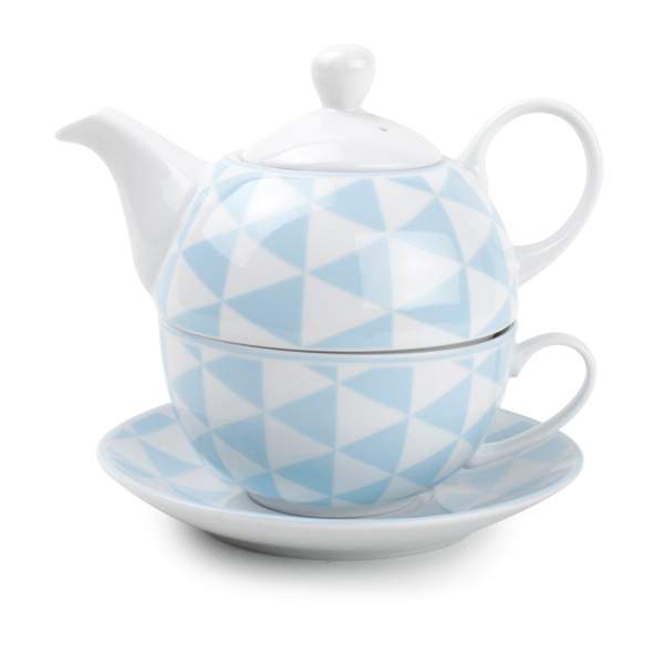 Levně Šálek a čajová konvice porcelán YONG modrá