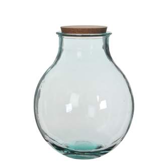 Váza koule OLLY se zátkou sklo/korek 38cm