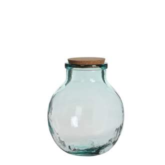 Váza koule OLLY se zátkou sklo/korek 25cm