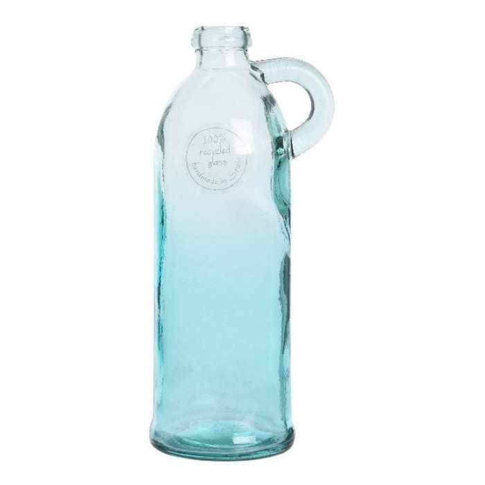 Levně Váza/lahev 1 ucho sklo mix světle modrá