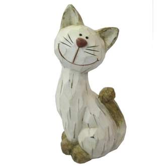 Kočka terakotová sedící 26cm krémová
