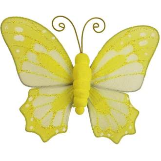 Motýl na klipu organza 10cm žlutý