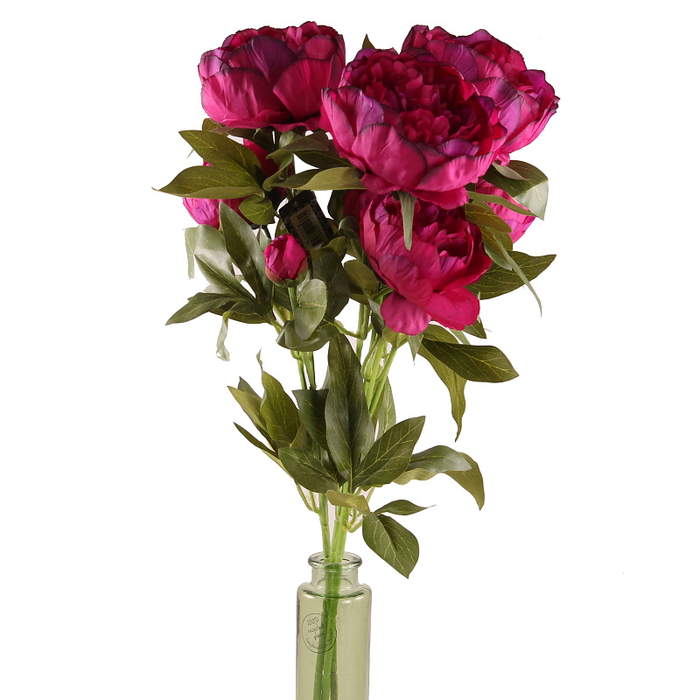 Levně Pivoňka řezaná umělá 3květy purpurová 70cm