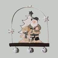 Ozdoba Santa nebo sněhulák s rolničkami 19cm černobílý