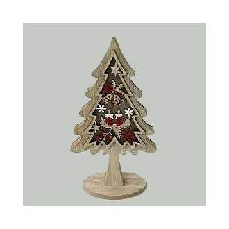 Strom dřevěný s vánočním motivem 25cm