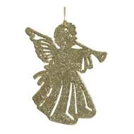 Ozdoba plastová s glitry anděl, hvězda nebo zvonek 10,5-13cm zlatá mix