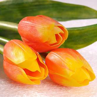 Tulipán řezaný umělý 40cm žluto-oranžová