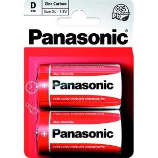 Levně Baterie Panasonic D Red Zinc-blistr 1,5V 2 ks