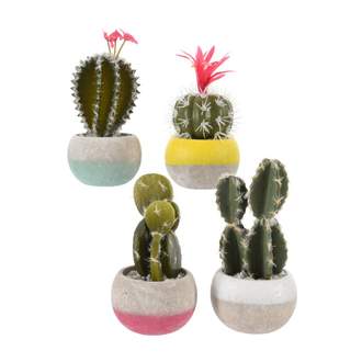 Kaktus hrnkový umělý keramický obal 13cm mix barev
