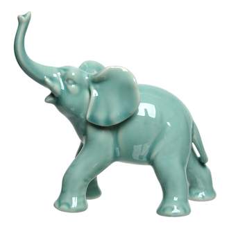 Slon s chobotem nahoru porcelánový 18cm tyrkysový