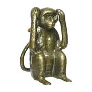 Hliníková opice nevidí, neslyší, nemluví 18,5cm zlatá