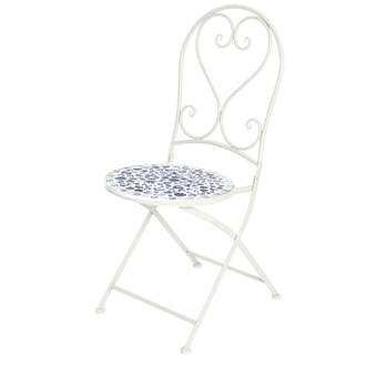 Židle kovová zahradní kulatá PAROS 94cm bílo-modrá