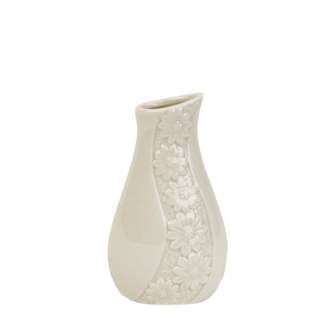 Váza porcelánová bílá s květy 13cm bílá