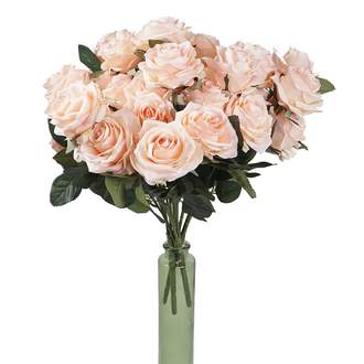 Růže DIJON trs umělá 10 květů 42cm lososová