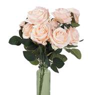 Růže DIJON trs umělá 10 květů 42cm lososová