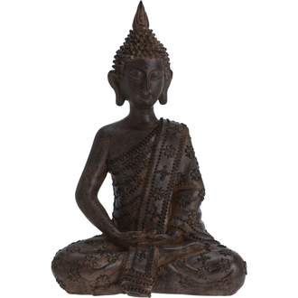 Buddha sedící polystone 31cm tmavě hnědý