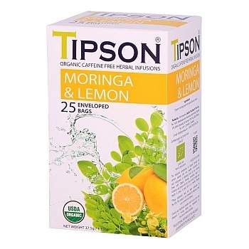 Levně Čaj TIPSON Wellnes Organic Moringa & Lemon 25x1,5g