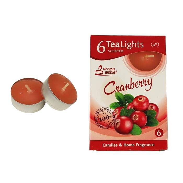 E-shop Svíčka čajová vonná Tea Lights 6ks Cranberry