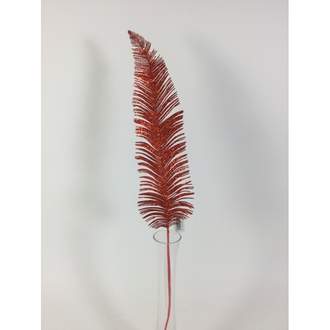 List kapradí umělý s glitry červený 80cm