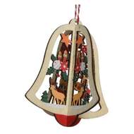 Ozdoba zvonek, hvězda nebo strom vánoční motiv dřevěné 10cm přírodní mix