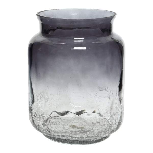 Levně Váza kulatá HURRICANE popraskané dno skleněná 23cm mix barev šedá